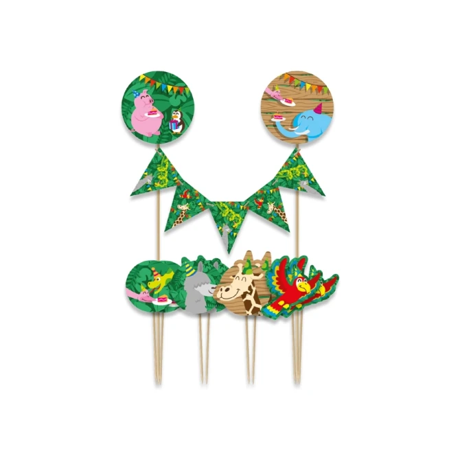 Cake decoratie Jungle 9 stuks