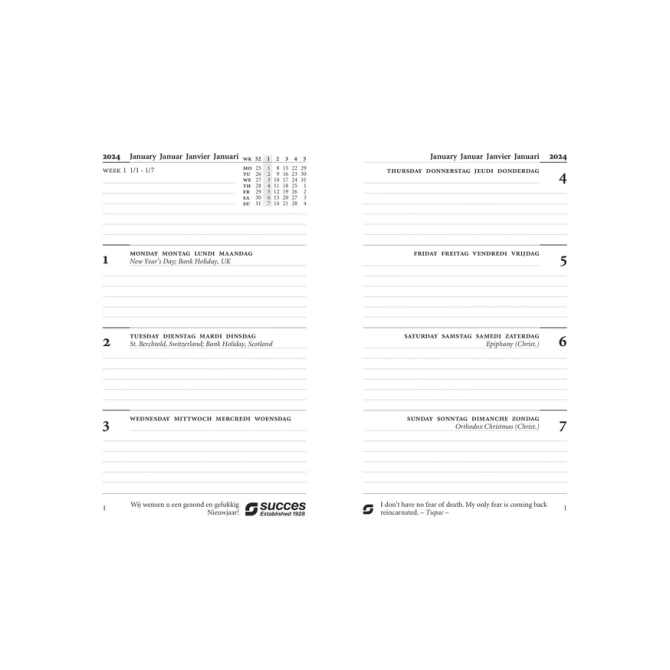 Calendarium 2027 Succes Senior 7 dagen/2pagina's