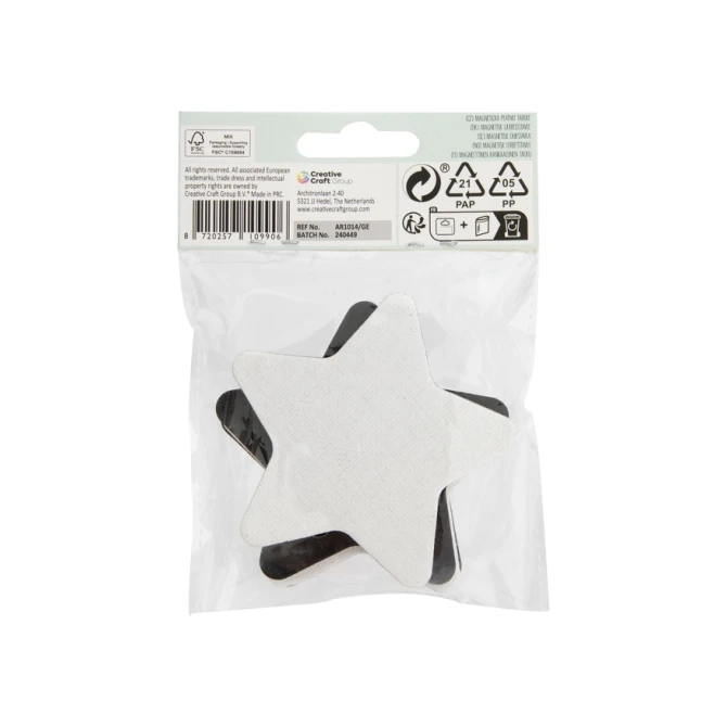 Canvas Nassau fine art ster en bloem 7,5cm magnetisch 4 stuks
