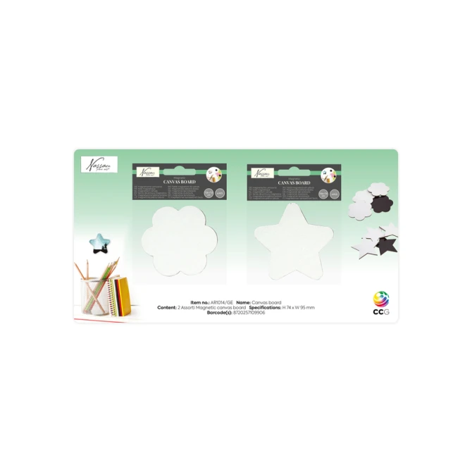 Canvas Nassau fine art ster en bloem 7,5cm magnetisch 4 stuks