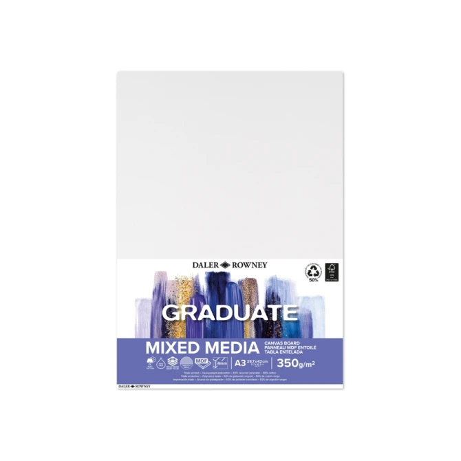 Canvasboard Daler-Rowney Graduate mixed media A3 wit