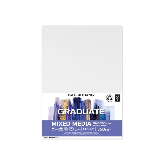 Canvasboard Daler-Rowney Graduate mixed media A4 wit