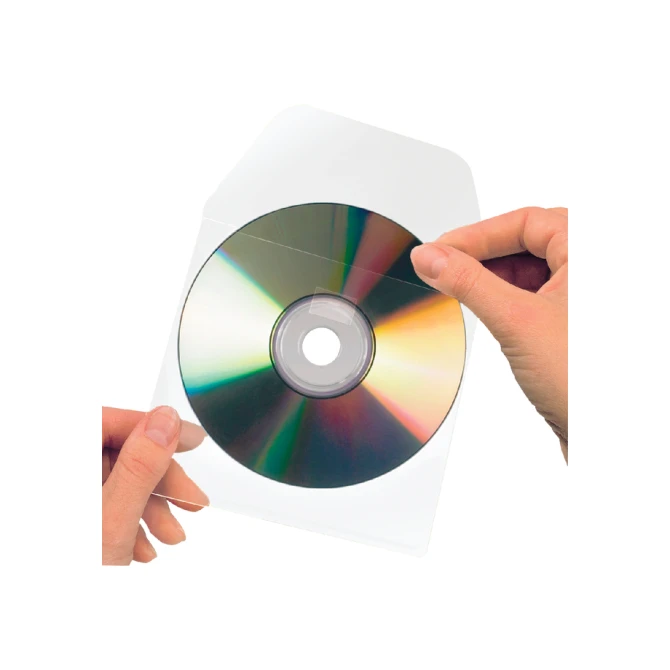 Cd/dvd hoes Djois 127x127mm met klep transparant 25 stuks