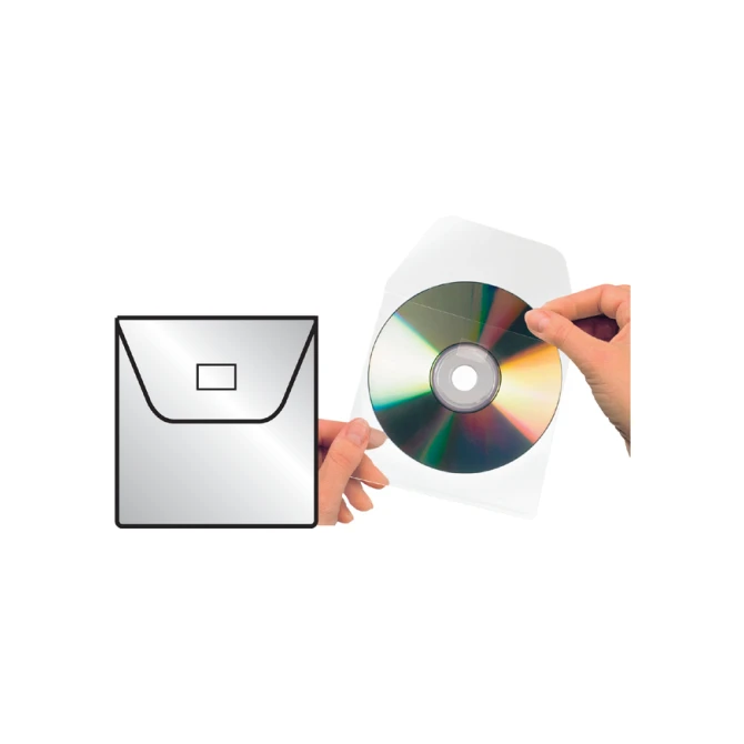 Cd/dvd Hoes Djois 127x127mm met klep zelfklevend transparant 100 stuks