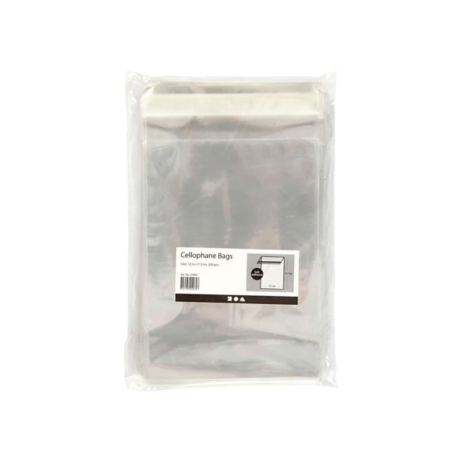 Cellofaanzak Creativ Company 17.3x12.3cm 25 micron met plakstrip 200 stuks