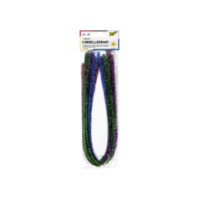 Chenilledraad Folia 50cm 8mm doorsnede 10 stuks metalic assorti