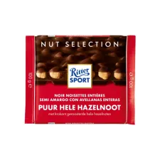 Chocolade Ritter Sport puur-hele hazelnoot 100gr