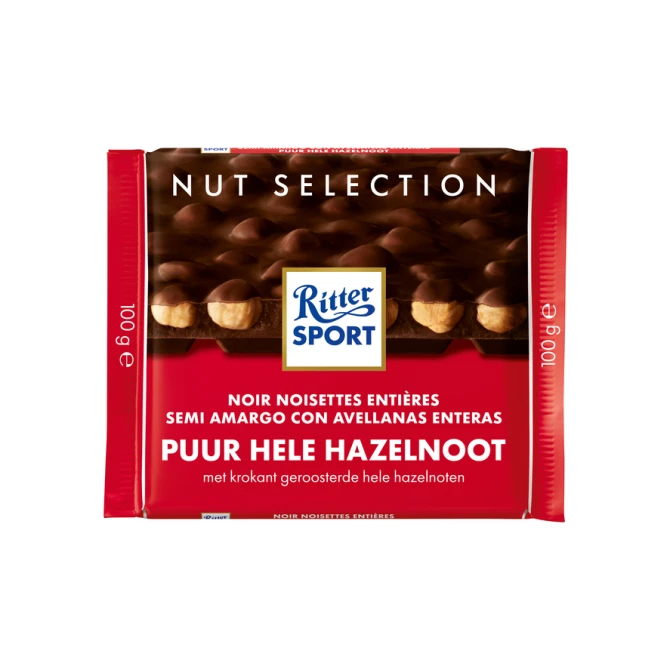 Chocolade Ritter Sport puur-hele hazelnoot 100gr