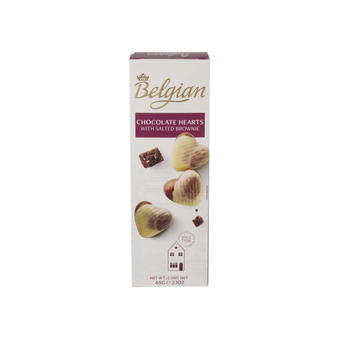 Chocolade The Belgian hartjes brownie gezouten 65 gram