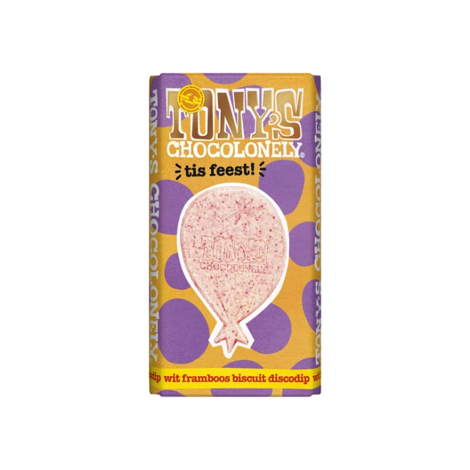 Chocolade Tony's Chocolonely gefeliciteerd melk cocolate chipcookie reep 180gr