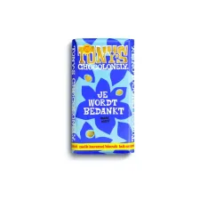 Chocolade Tony's Chocolonely je wordt bedankt reep melk karamel biscuit 180gr