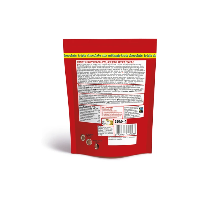 Chocolade Tony's Chocolonely Lil' Bits triple chocolate 150 gram