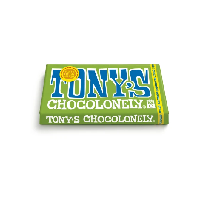 Chocolade Tony's Chocolonely puur amandel zeezout reep 90 gram
