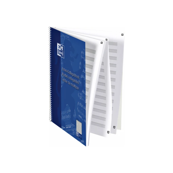 Collegeblok Oxford A4+ muziek 4-gaats 100 pagina's 80gr blauw