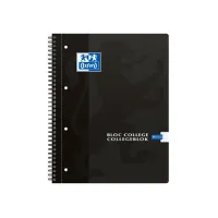 Collegeblok Oxford A4+ ruit 5x5mm 4-gaats 180 pagina's 80gr zwart