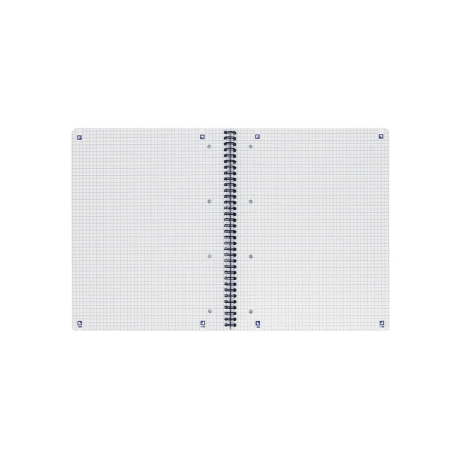 Collegeblok Oxford A4+ ruit 5x5mm 4-gaats 180 pagina's 80gr zwart