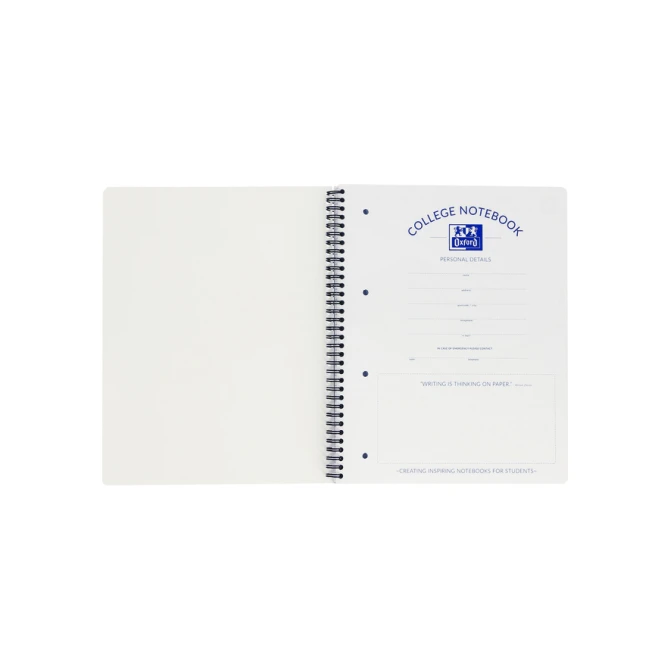 Collegeblok Oxford A4+ ruit 5x5mm 4-gaats 180 pagina's 80gr zwart