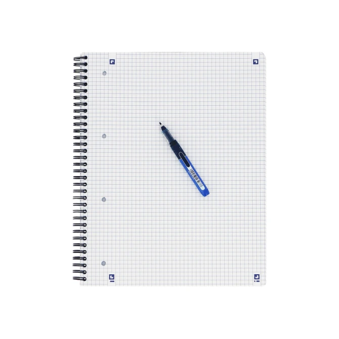 Collegeblok Oxford A4+ ruit 5x5mm 4-gaats 180 pagina's 80gr zwart