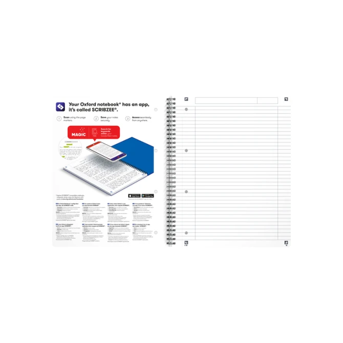 Collegeblok Oxford Office Essentials A4+ lijn 4-gaats 180 pagina's 80gr assorti