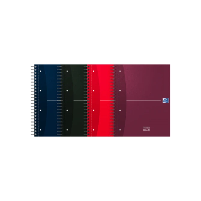 Collegeblok Oxford Office Essentials Europeanbook A4+ 4-gaats 120 vel assorti