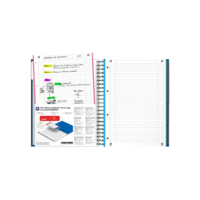 Collegeblok Oxford Office Essentials Europeanbook A4+ 4-gaats 120 vel assorti
