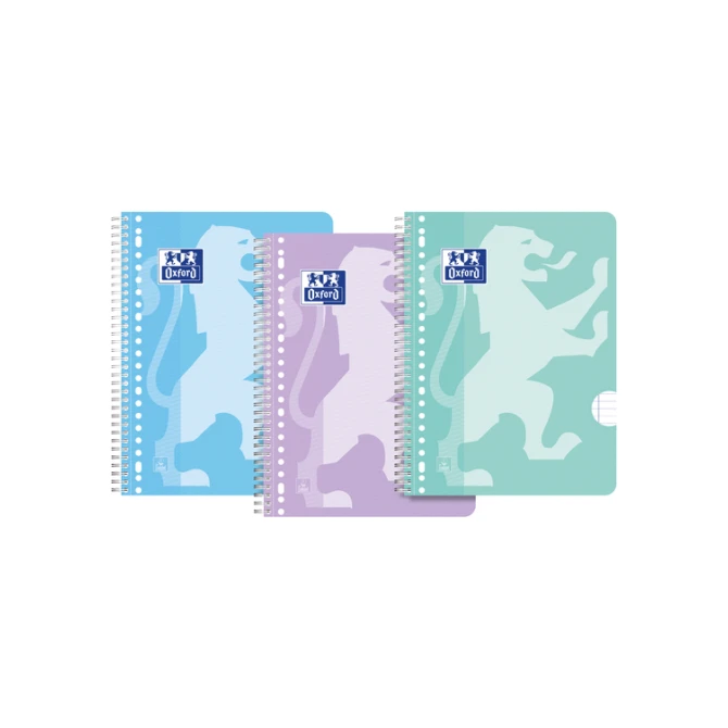 Collegeblok Oxford School A4+ lijn 23-gaats 160 pagina's 80gr pastel assorti 3 stuks