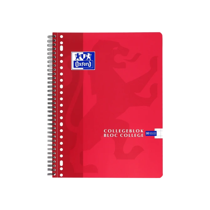 Collegeblok Oxford School A4 ruit 10x10mm 23-gaats 160 pagina's 80gr assorti