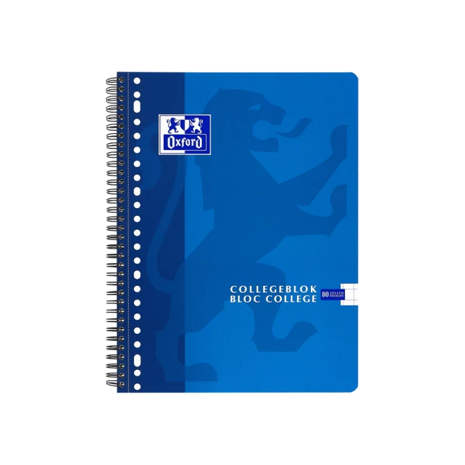 Collegeblok Oxford School A4 ruit 10x10mm 23-gaats 160 pagina's 80gr assorti