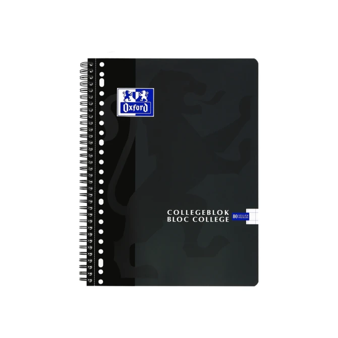 Collegeblok Oxford School A4 ruit 10x10mm 23-gaats 160 pagina's 80gr assorti