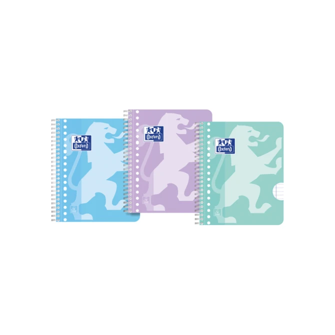 Collegeblok Oxford School A5+ lijn 17-gaats 160 pagina's 80gr pastel assorti 3 stuks
