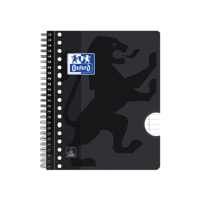 Collegeblok Oxford School A5+ lijn 17-gaats 160 pagina's 80gr zwart