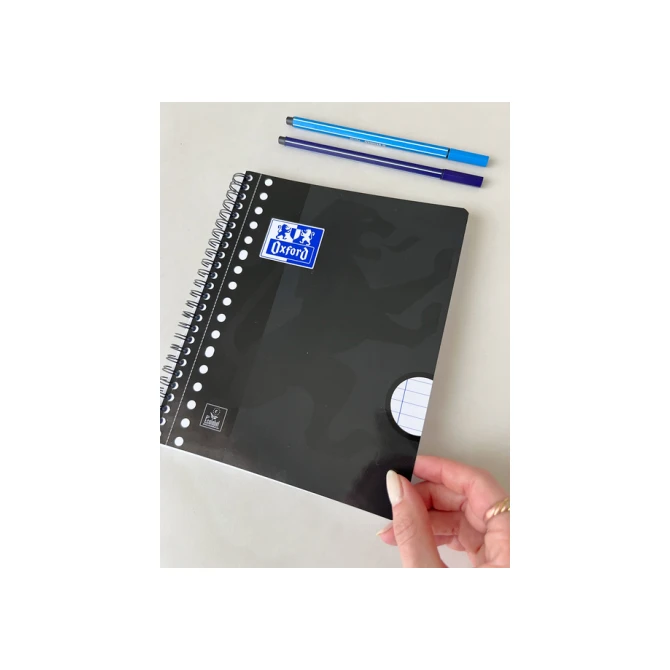 Collegeblok Oxford School A5+ lijn 17-gaats 160 pagina's 80gr zwart