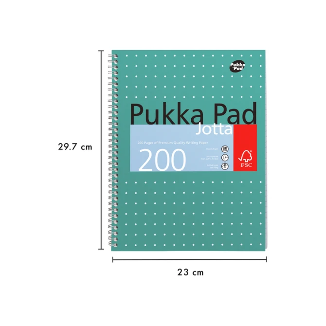 Collegeblok Pukka Pad Jotta A4 lijn 4-gaats 200 pagina's 80gr groen