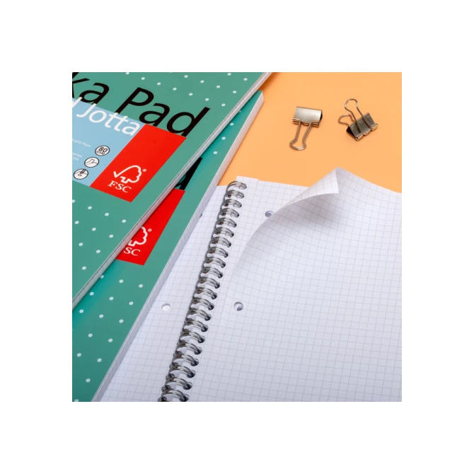 Collegeblok Pukka Pad Jotta A4 ruit 5x5mm 4-gaats 200 pagina's 80gr groen