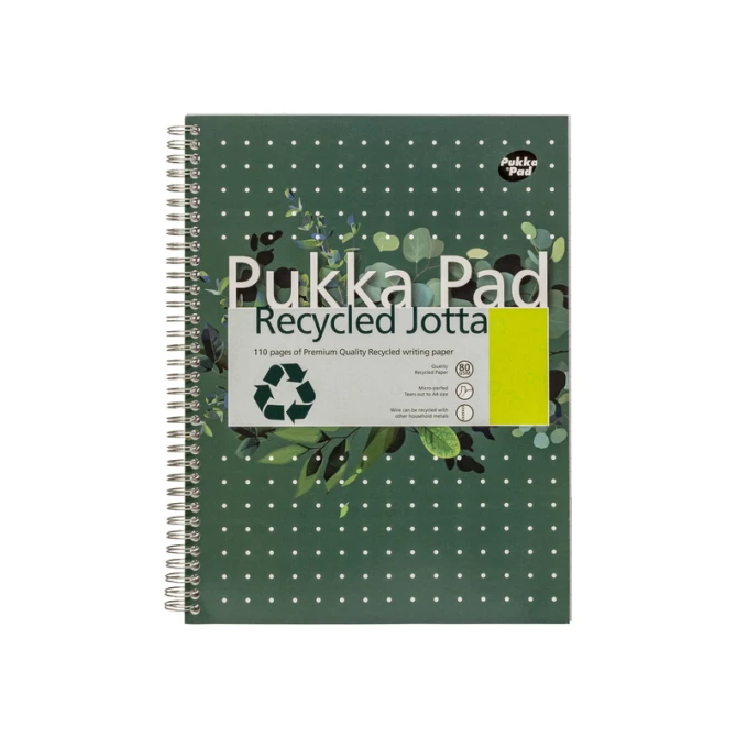 Collegeblok Pukka Pad Jotta Recycled A4 lijn 4-gaats 110 pagina's 80gr groen
