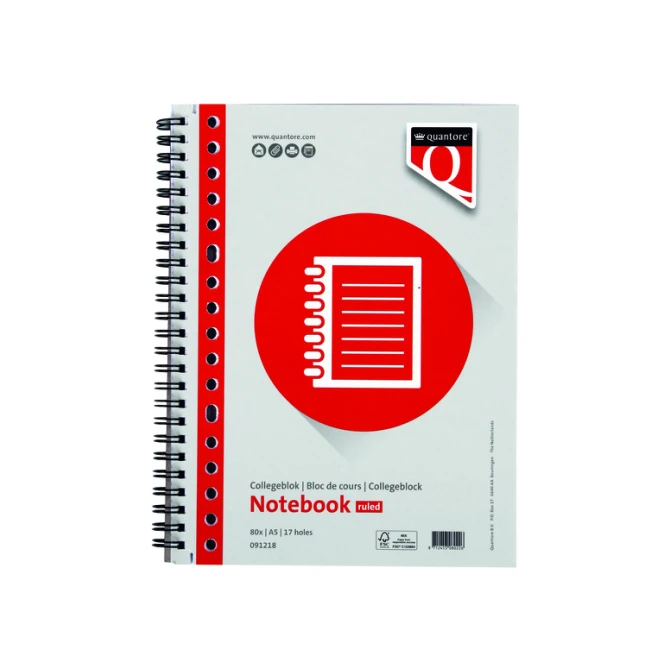 Collegeblok Quantore A5 lijn 17-gaats 80vel 70gr