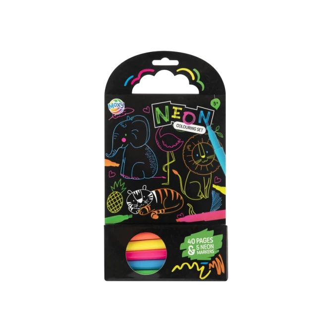 Colouring Book 15x15 cm 40 sheets 5 neon markers