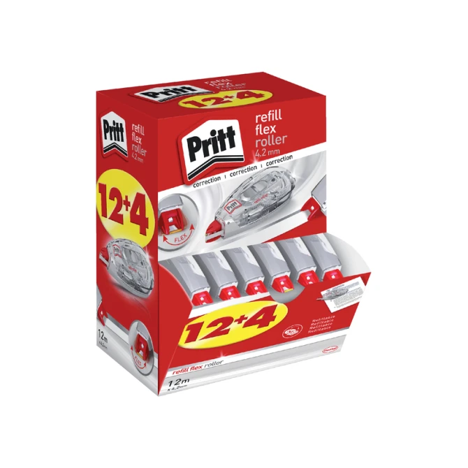 Correctietape Pritt navulbaar 4.2mmx12m Flex promopack à 12+4 gratis