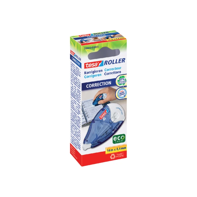 Correctietape tesa® ecoLogo® 8,4mmx14m navulbaar hangdoosje