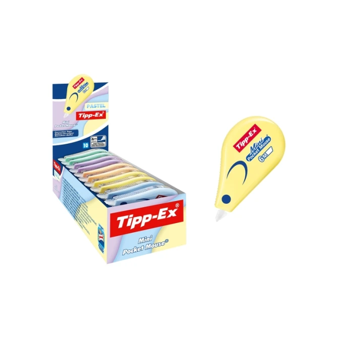 Correctietape Tipp-Ex mini pocket mouse 5mmx5m pastel assorti