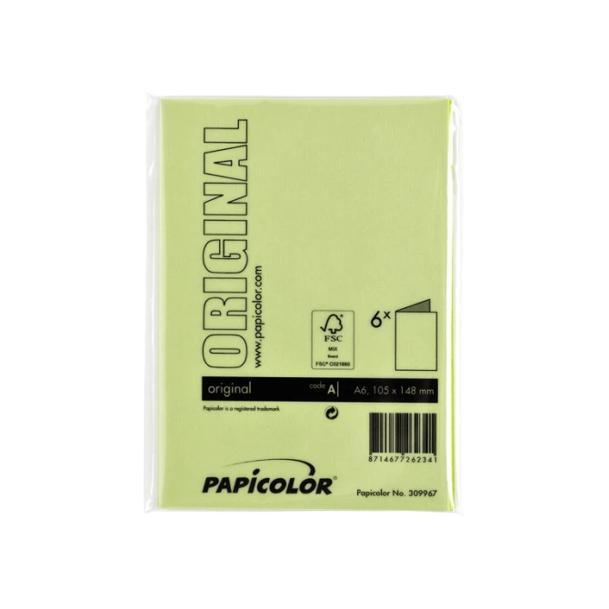 Correspondentiekaart Papicolor dubbel 105x148mm appelgroen pak à 6 stuks