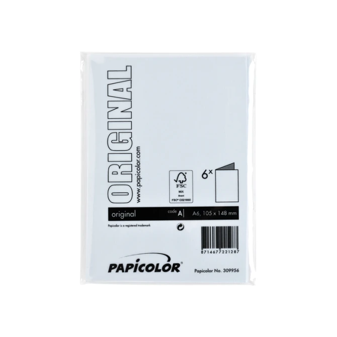 Correspondentiekaart Papicolor dubbel 105x148mm babyblauw pak à 6 stuks