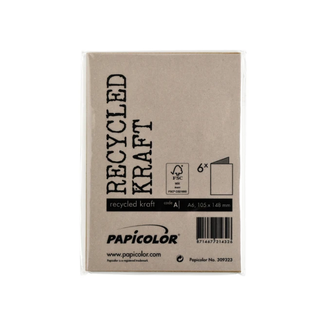 Correspondentiekaart Papicolor dubbel 105x148mm bruin pak à 6 stuks