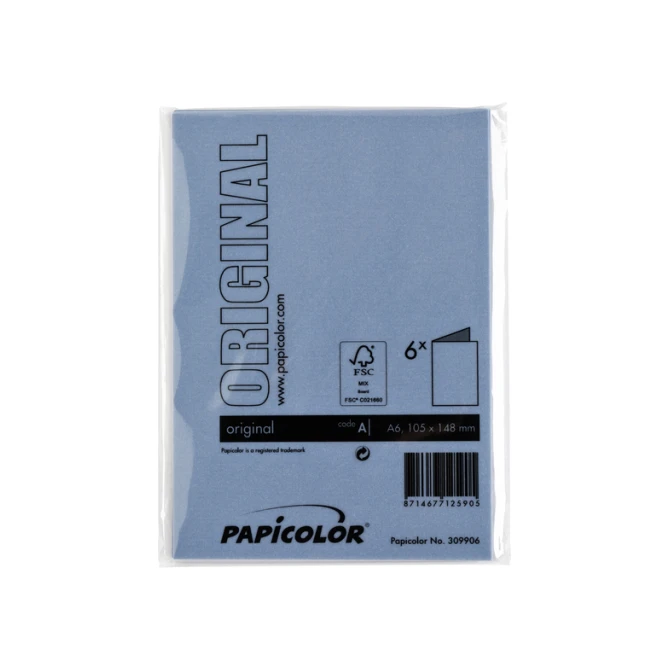 Correspondentiekaart Papicolor dubbel 105x148mm donkerblauw pak à 6 stuks