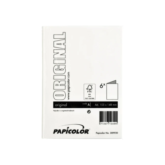 Correspondentiekaart Papicolor dubbel 105x148mm hagelwit pak à 6 stuks