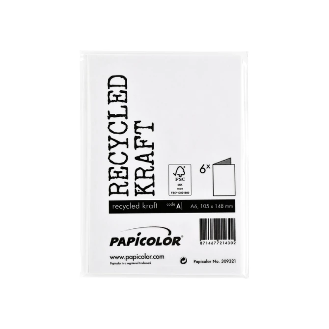 Correspondentiekaart Papicolor dubbel 105x148mm kraft wit pak à 6 stuks