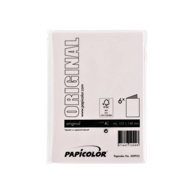Correspondentiekaart Papicolor dubbel 105x148mm lichtroze pak à 6 stuks