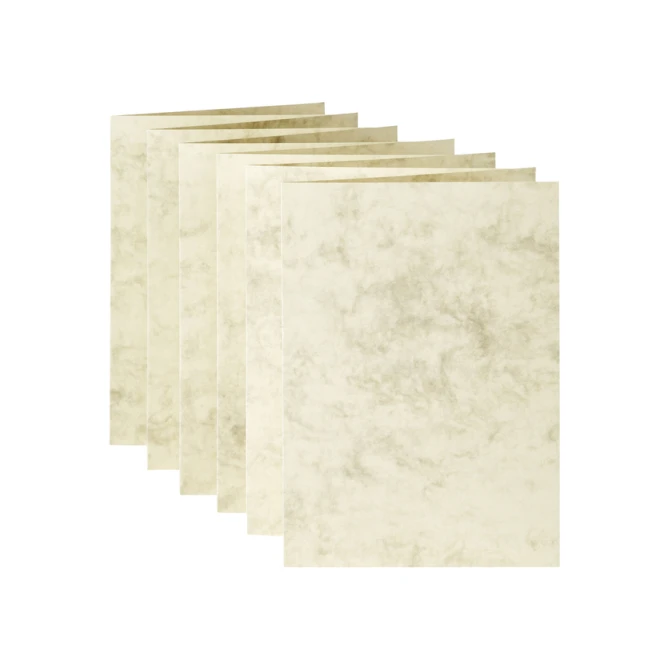 Correspondentiekaart Papicolor dubbel 105x148mm marmer ivoor pak à 6 stuks