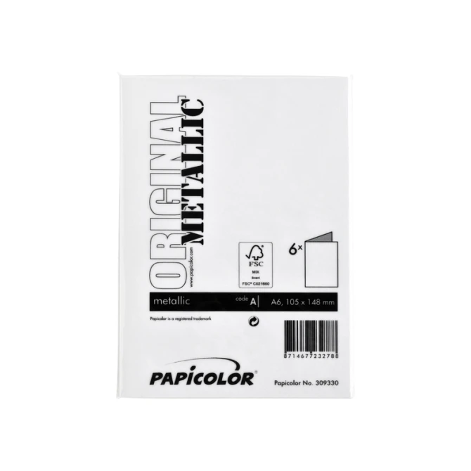 Correspondentiekaart Papicolor dubbel 105x148mm metallic parelwit pak à 6 stuks