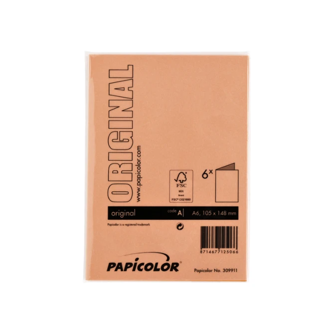 Correspondentiekaart Papicolor dubbel 105x148mm oranje pak à 6 stuks